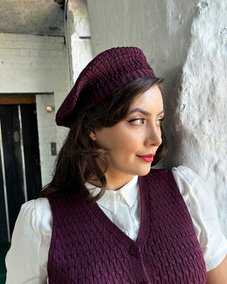 Knitted Beret - Egg Plant