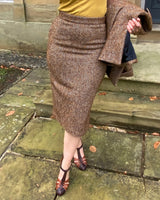 1950s Pencil Skirt in Caramel Wool Blend