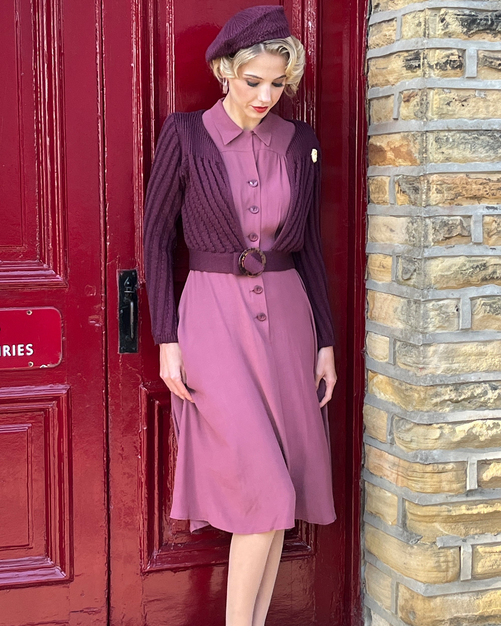 1940s Datemaker Cardigan - Egg plant