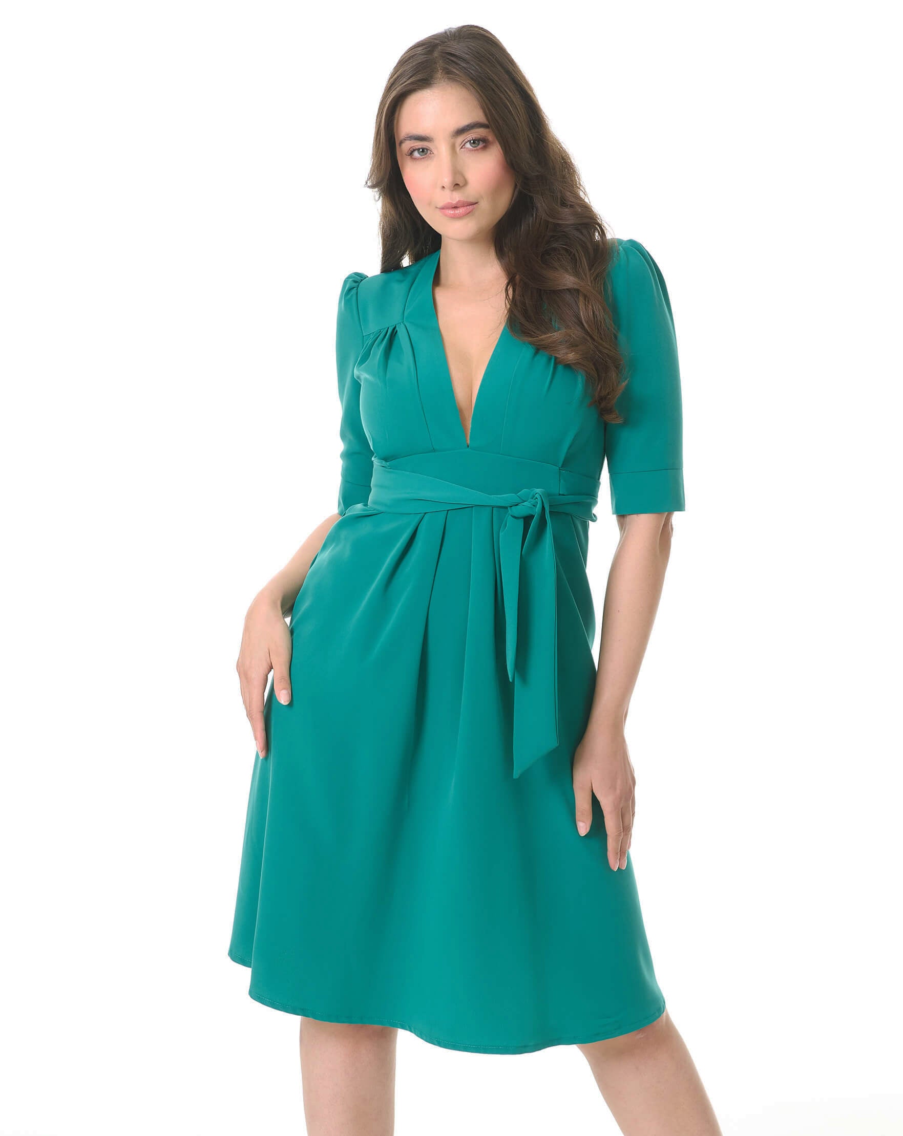 70s Celia Dress - Emerald Green