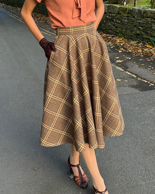 50s Premium Circle Skirt - Autumn Check