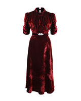 1930s Cherry Velvet Loretta Bias Dress