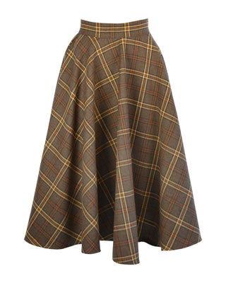 50s Premium Circle Skirt - Autumn Check