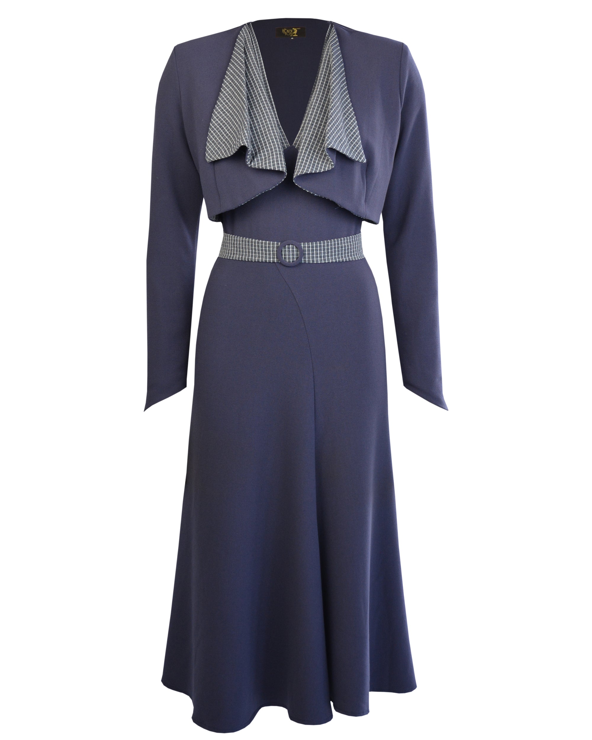 1930s Connie Dress and Crop Jacket - Steel and Check