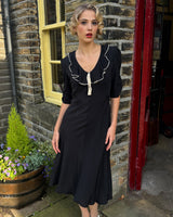 1930s Cora Bias Cut Dress - Black