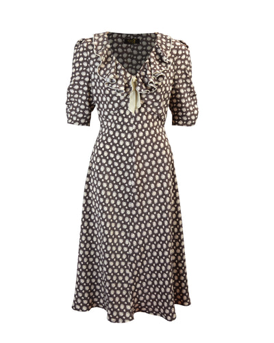 30s Cora Bias Cut Dress - Brown Deco Dot – House of Foxy