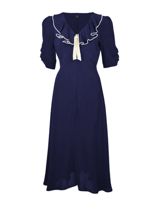 30s Cora Bias Cut Dress - Navy