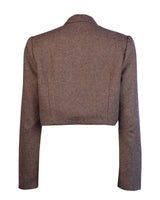 1940s Pocket Detail Crop Jacket - Brown Herringbone