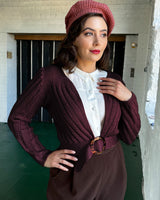 1940s Datemaker Cardigan - Egg plant