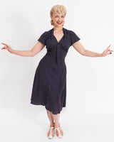 Pretty 40s Tea Dress in Navy Polka