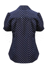 Pretty 40s Blouse - Navy Polka