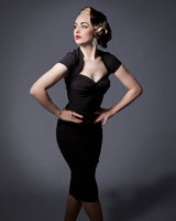 1950s Foxy Lady Wiggle Dress - Black