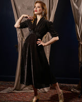 1930s Ivy Velvet Dress - Liquorice