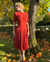 1940s 'Girl Friday' Dress - Rust