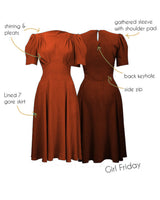 40s 'Girl Friday' Dress - Rust