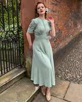 40s 'Girl Friday' Midi Dress - Duck Egg