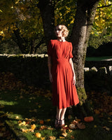 1940s 'Girl Friday' Dress - Rust