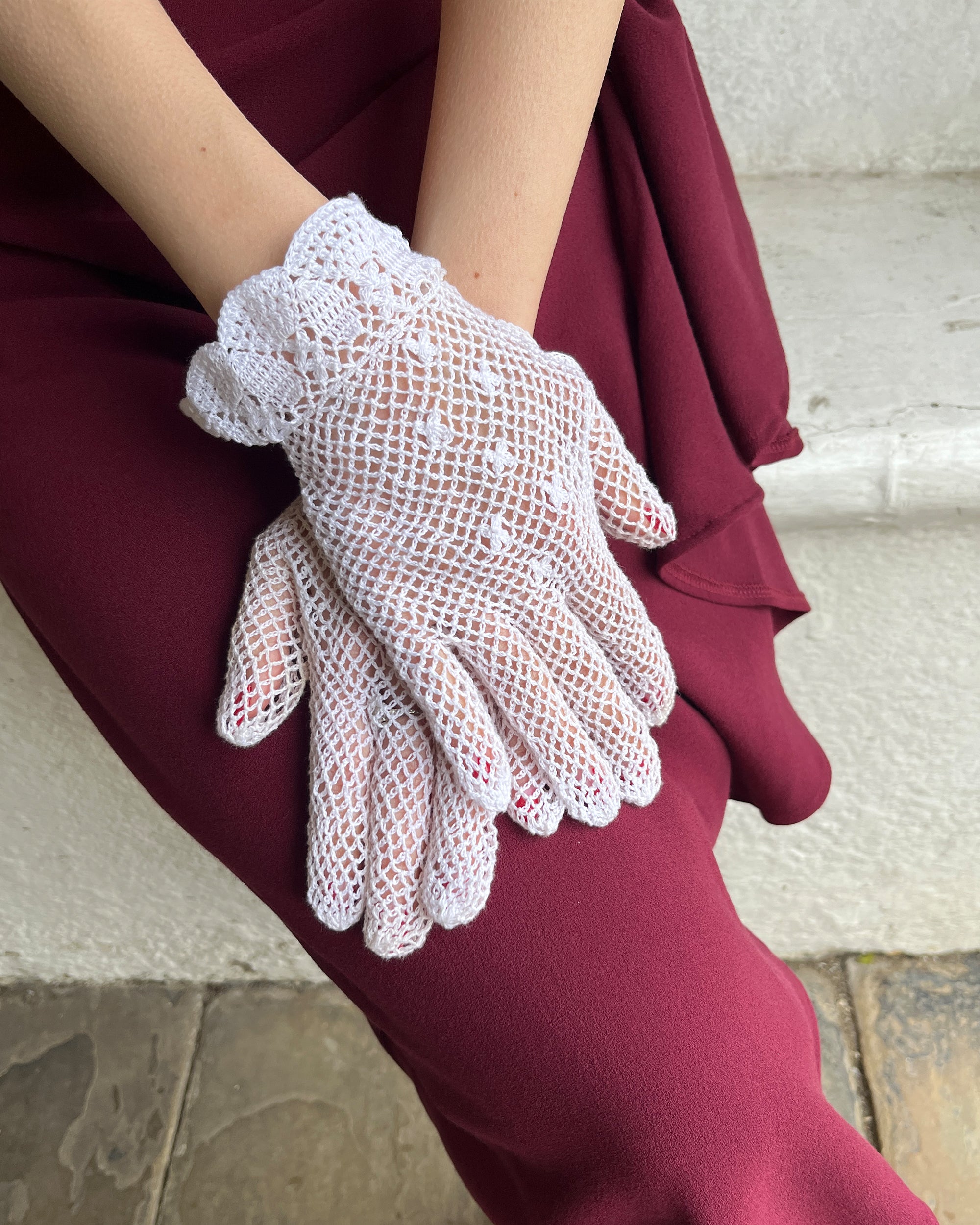 Crochet Gloves - White