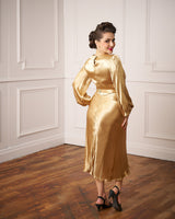 1930s Joanie Bias Cut Dress - GoldSatin