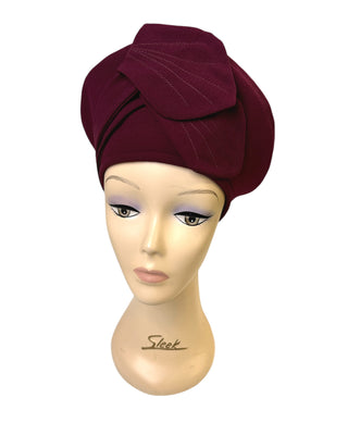 1940s Leaf Halo Beret - Berry