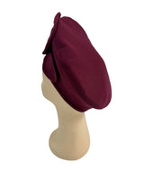 1940s Leaf Halo Beret - Berry