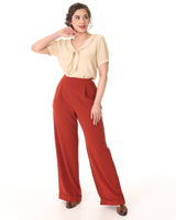 1940s Hepburn Pleated Trousers - Rust