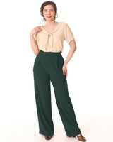 40s Hepburn Pleated Trousers - Bottle