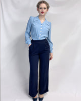 40s Hepburn Pleated Trousers - Navy