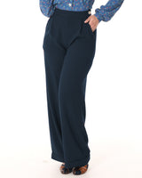 40s Hepburn Pleated Trousers - Navy