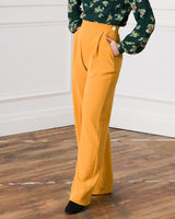 40s Hepburn Pleated Trousers - Mustard