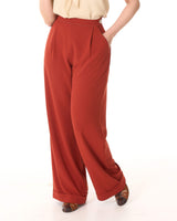 1940s Hepburn Pleated Trousers - Rust