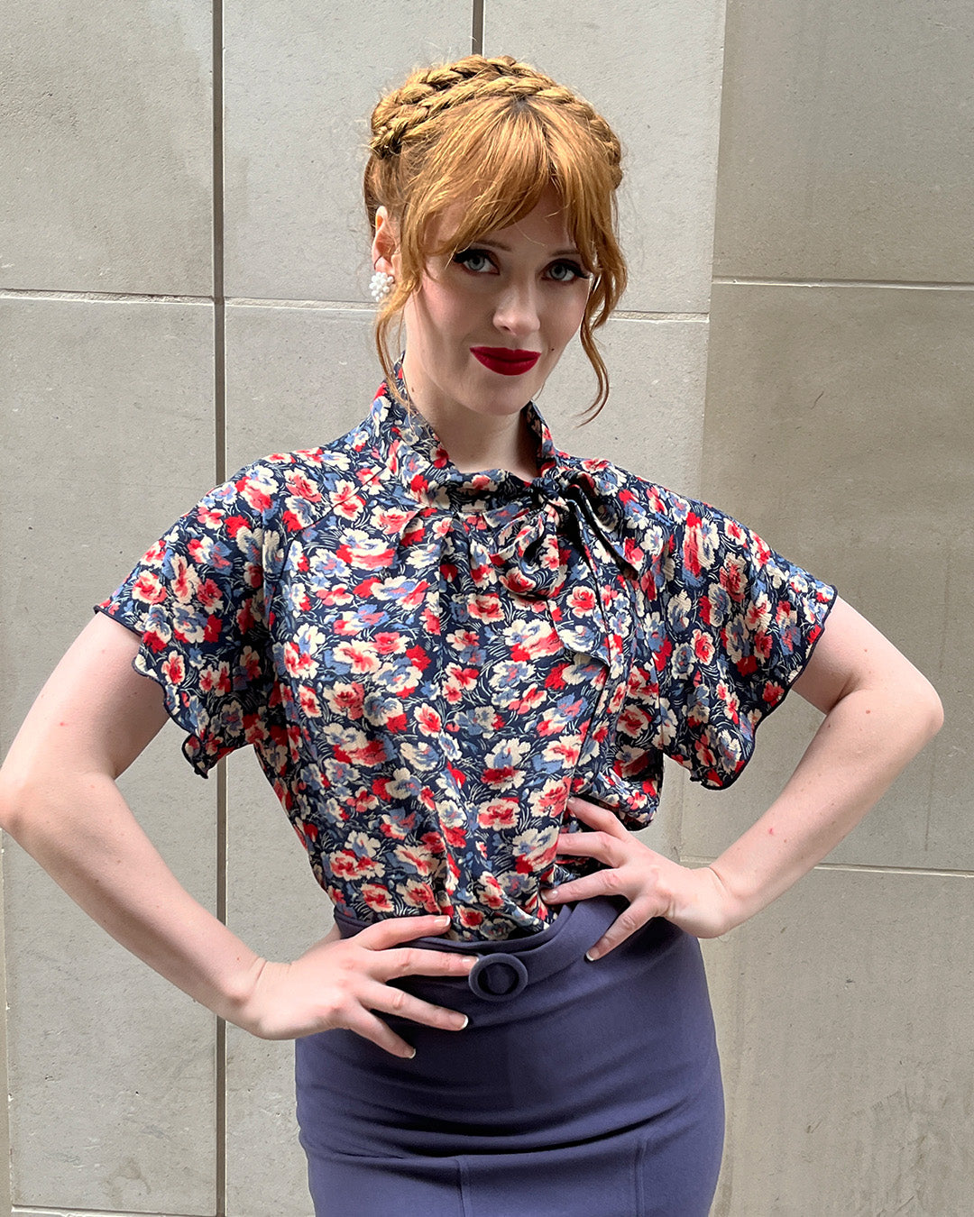 30s Tie Neck Blouse - Jubilee