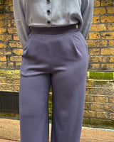 1940s Hepburn Pleated Trousers - Steel