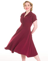 Pretty 40s Hostess Dress in Wine