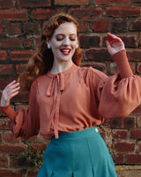 1930s Poet Blouse in Burnt Peach