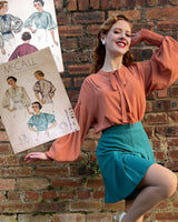 1930s Poet Blouse in Burnt Peach