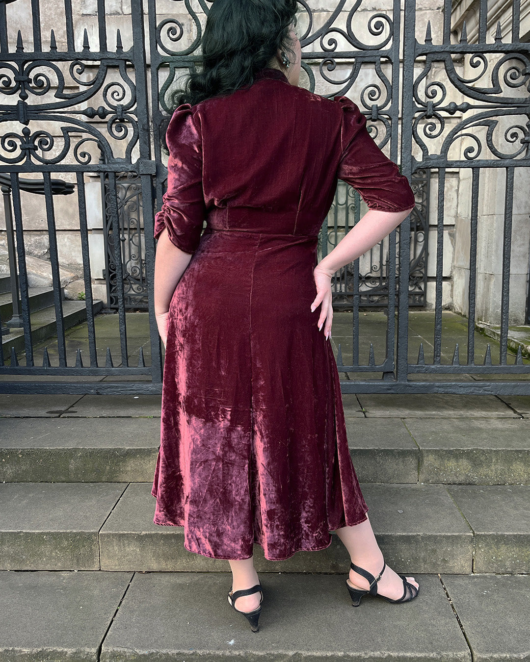 1930s Ivy Velvet Dress - Dusky Rose