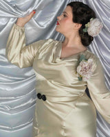 1930s Joanie Bias Cut Dress - Oyster Satin