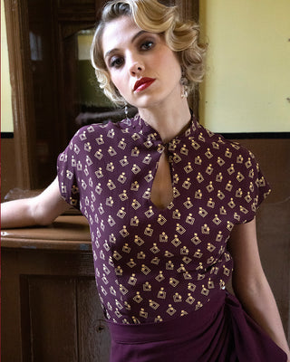 40s Keyhole Blouse - Diamond Deco