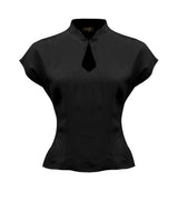 1940s Keyhole Blouse - Black