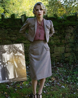 1940s Tailored Skirt - Brown Herringbone