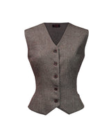 Margot Fitted Waistcoat - brown herringbone