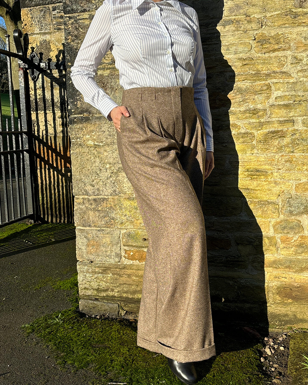 30s Premium Marlene Trousers - Almondine Lambswool