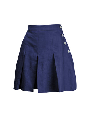 30s Pleated Shorts -  Navy Natural Fibre