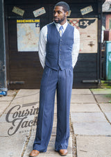 Fishtail Back Trousers - Pin Stripe Navy