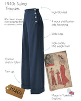 1940s Swing Trousers - Navy