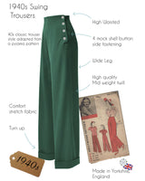 1940s Swing Trousers - Racing Green