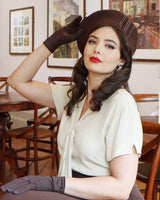 1940s Chevron Beret - brown