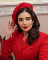 1940s Chevron Beret - Red