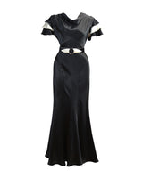 30s Paramour Bias Cut Gown - Black & Ivory Satin